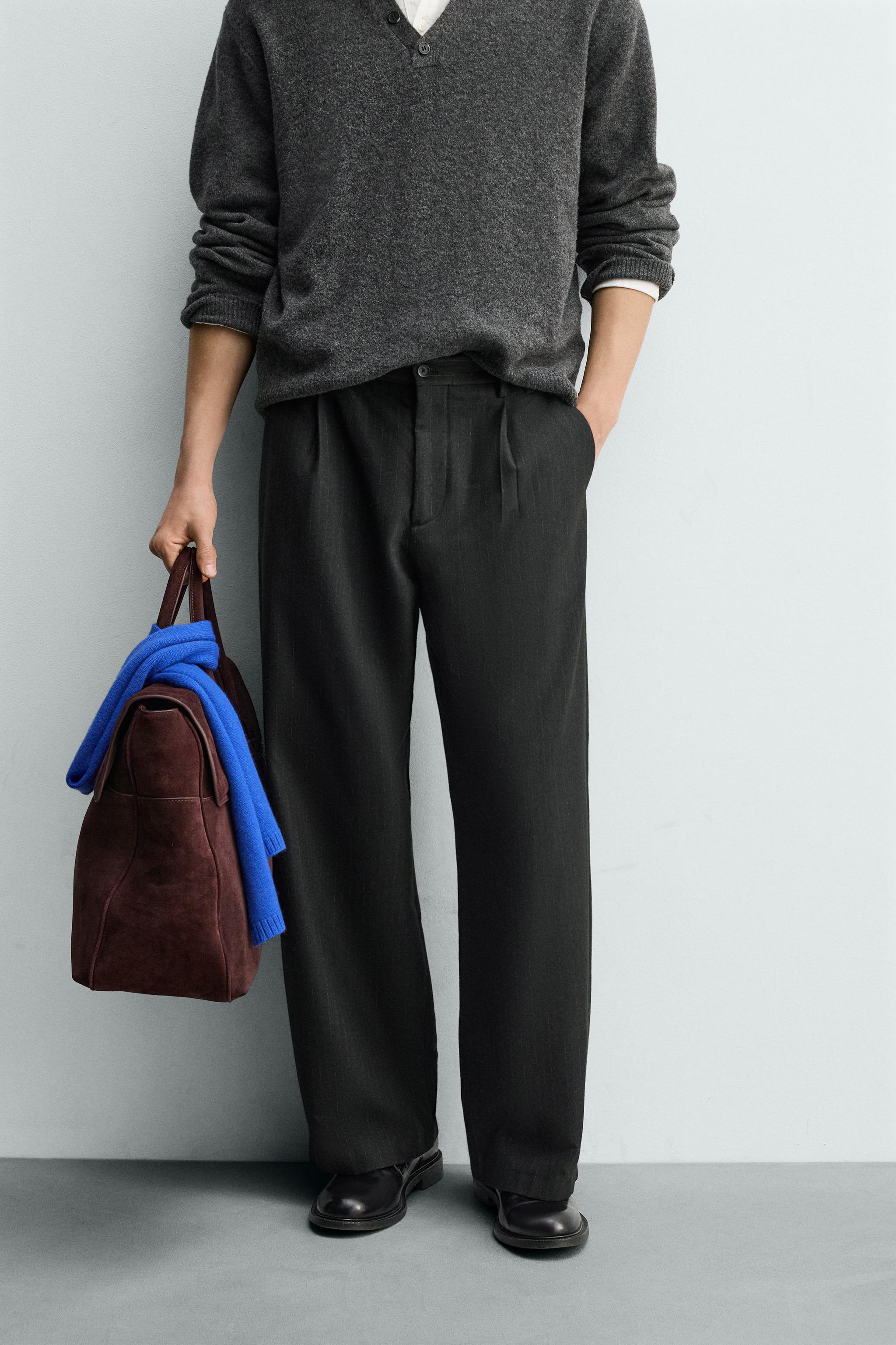 PINSTRIPE SUIT PLEATED PANTS